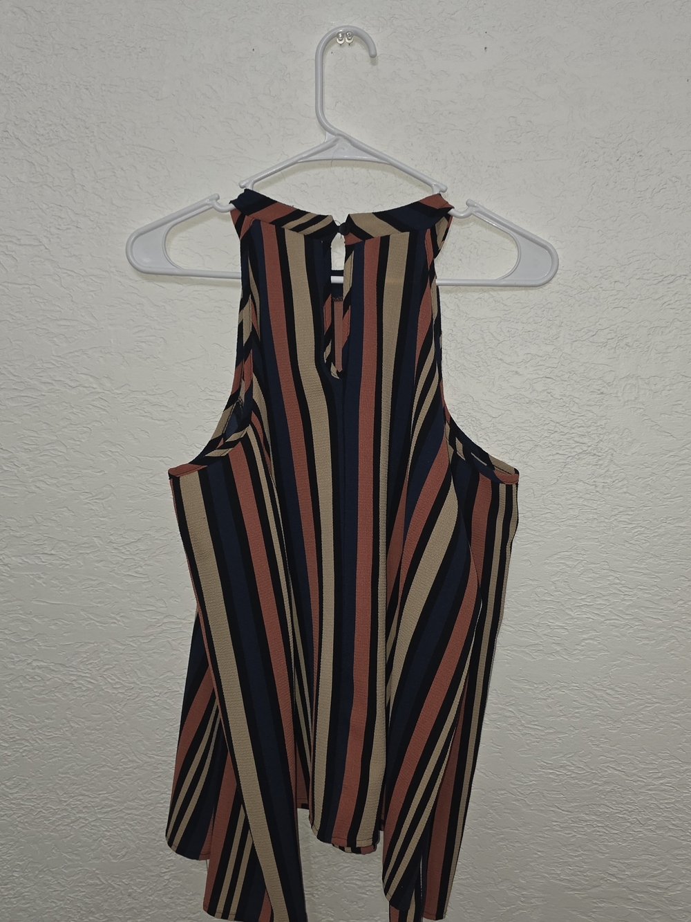 Striped Halter Tank Top Long Sleeve - Navy, Rust & Cream Love Spell XL - Picture 5 of 6